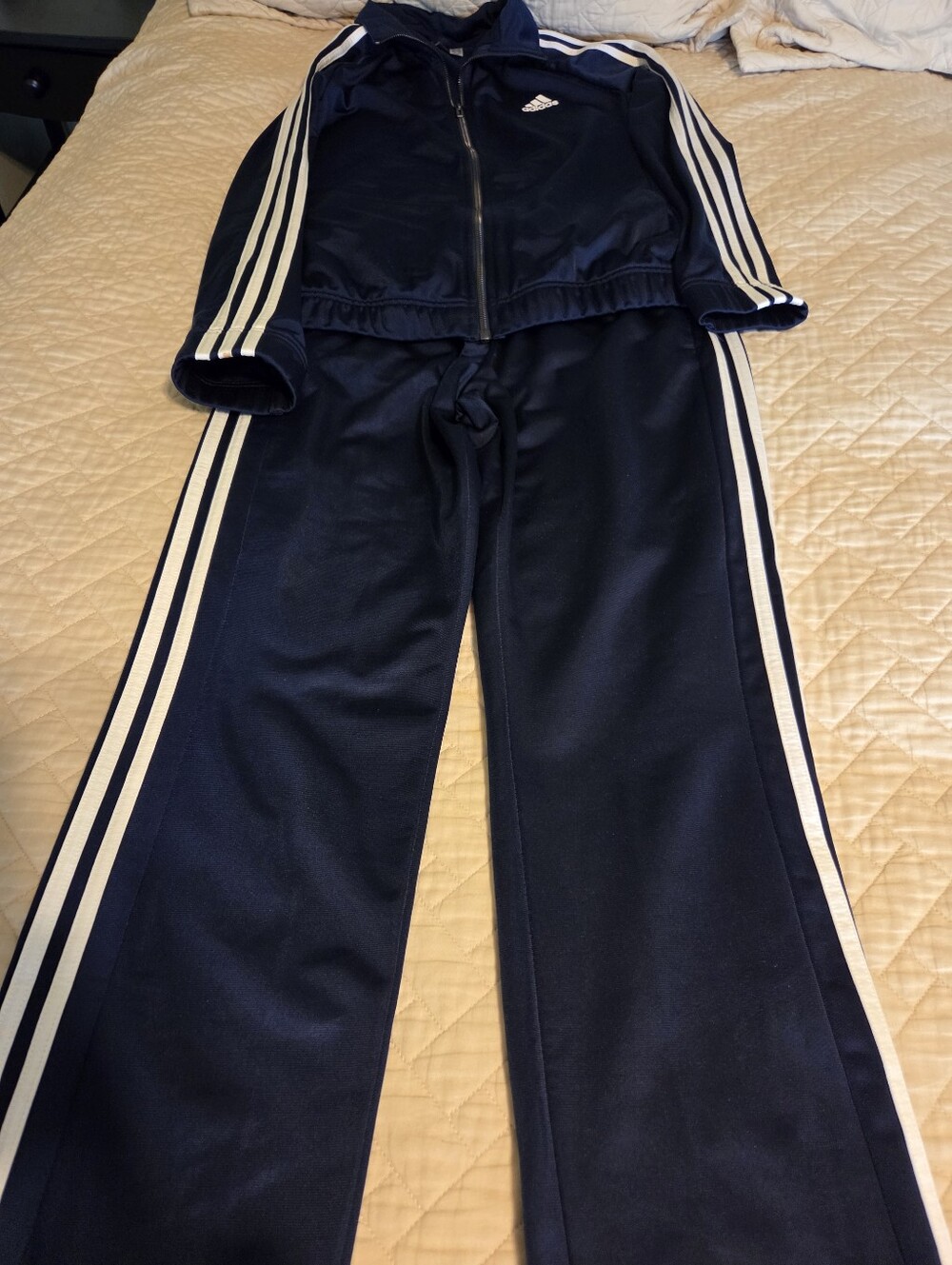 Adidas Navy Blue woman's Track Suit with White Triple Stripes - Picture 6 of 6
